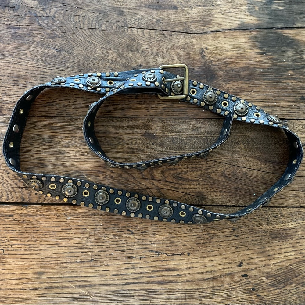 VTG Studded Dark Brown Leather Belt size from XS- L